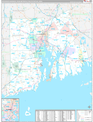 Providence-Warwick Metro Area Wall Map Premium Style 2024